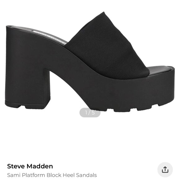 Steve Madden Sami Black Platform Sandal - 8 - Picture 1 of 8
